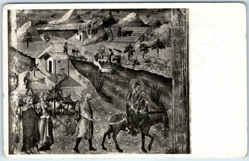 c1930s Siena, Italy RPPC Flight into Egypt Painting Art Giovanni di Paolo A354