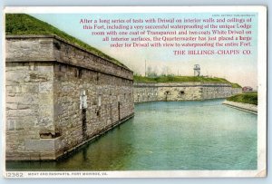 Moat And Ramparts Fort Monroe Virginia VA Construction Advertising Postcard