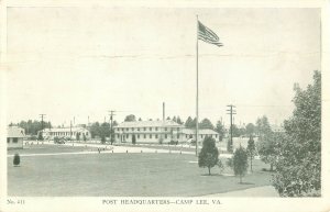 Vintage Camp Lee VA Post Headquarters Postcard 1942 WWII Era RPPC