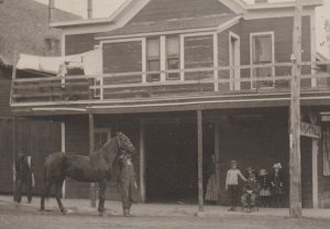 Frazee MINNESOTA RPPC c1910 LIVERY STABLE Horse MAIN STREET nr Detroit Lakes KB