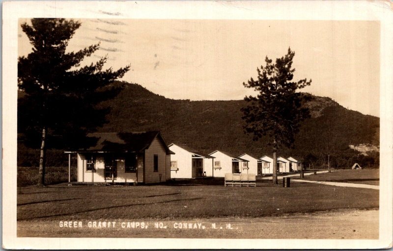 RPPC Cabins Green Granit Camps, North Conway NH c1930 Vintage Postcard X60