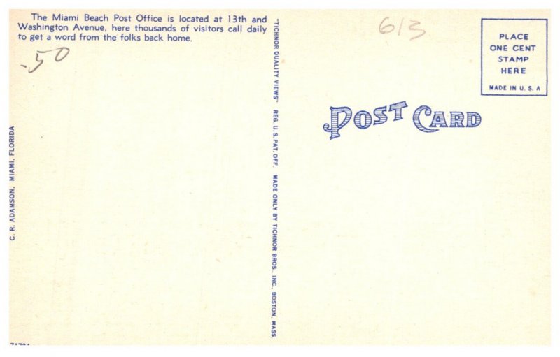 Florida  Miami  Beach  Post office