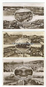 tq1168 - 3 Multiviews x 5, of Different Scenes of Weston-Super-Mare- 3 postcards