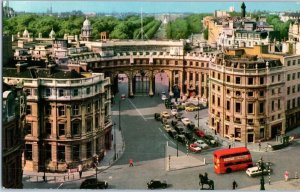 Admiralty Arch London w Old Cars Double Decker Bus Postcard