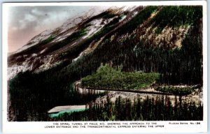 RPPC  FIELD, B.C. Canada  Hand Colored SPIRAL TUNNEL Approach  1939 Postcard