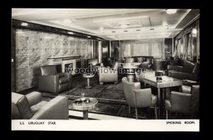 LS2452 - Blue Star Line Liner - Uruguay Star , Smoking Room - postcard