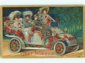 Pre-Linen Fashion WOMEN IN FANCY DRESSES IN AUTOMOBILE CAR AC4323