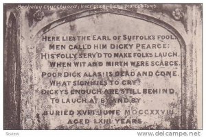 Berkeley Churchyard; Inscription, Dicky Pearce´s Grave, PU-1907