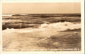 RPPC Surf Scene, Pacific Beach Near Cloverdale OR Vintage Postcard O39
