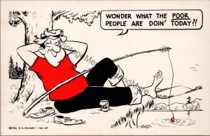 Wonder What The Poor People Are Doin' Today Vintage Comedy Postcard PC285