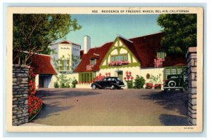 c1920's Residence Of Frederick March Bel-Air California CA Vintage Postcard 