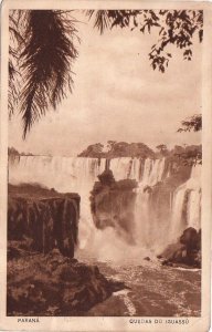 Postcard Parana Quedas do Iguassu Brazil + Stamp