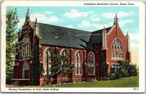 1956 Collegiate Methodist Church Ames Iowa IA Wesley Foundation Posted Postcard