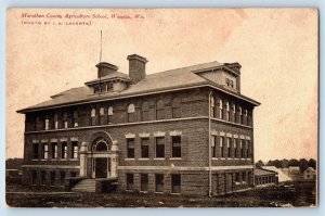 Wausau Wisconsin Postcard Marathon County Agriculture School Exterior View 1910