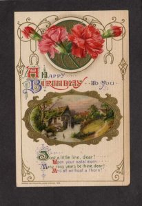 A Happy New Year Greetings Postcard Julius Bien 1910 Holly Dress Woman