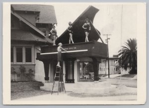 Entertainment~Women On Giant Piano Piano Supply Co B&W~Continental Postcard 