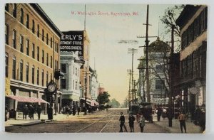 Hagerstown MD W Washington St 1910 To Storm Family Frederick Md Postcard R18