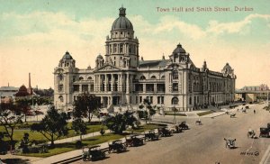 Vintage Postcard Town Hall and Smith Street Landmarks Durban South Africa
