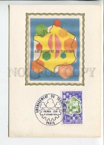 450113 FRANCE 1978 year First Day maximum card Territory Development silk insert