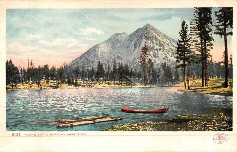 Mt Shasta California Muirs Butte Waterfront Antique Postcard K50354