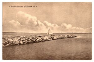 Antique The Breakwater, Sailboat, Sakonnet, RI Postcard