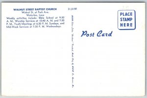 Waterloo Iowa 1950s Postcard Walnut Street Baptist Church