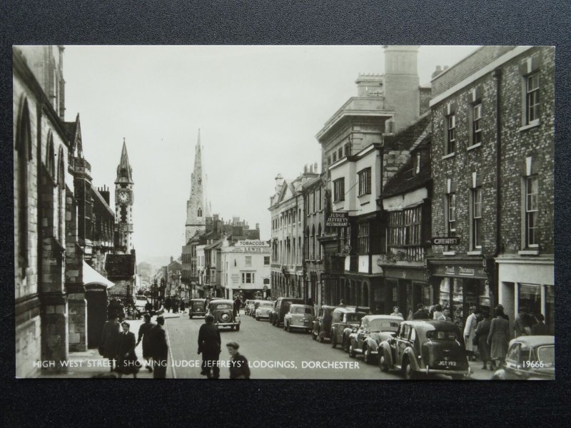 Dorset DORCHESTER High West St. shows JUDGE JEFFREYS LODGINGS c1950s RP Postcard