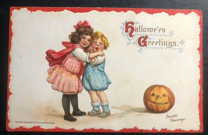 Mint USA Halloween greetings Postcard  Scary Pumpkin