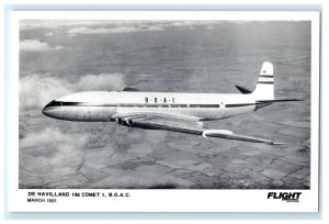 Boac Airlines DE Havilland 106 Comet Plane Airplane Postcard (FY15)