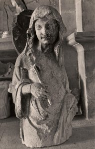 VINTAGE POSTCARD BUST AT THE BASILICA AT VEZELAY FRANCE REAL PHOTO RPPC