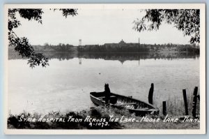 State Hospital From Across The Lake Moose Lake Minnesota MN RPPC Photo Postcard