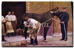 Old Postcard Horse Riding Equestrian 2md Life Guard Farrier shoeing Army