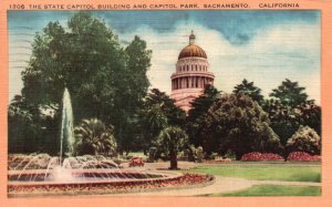 Vintage Postcard 1951 The State Capitol Building And Park Sacramento California