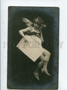 3134824 Lady Winged ANGEL w/ Telegramme POSTMAN Vintage PHOTO 2