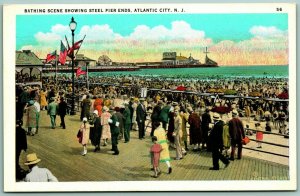 Bathing Scene Steel Pier Ends Atlantic City New Jersey NJ UNP  WB Postcard G7