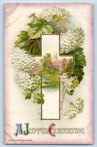 John Winsch Signed Postcard Easter Cross Flowers Embossed Michigan ND c1910's