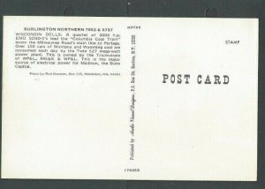 Ca 1951 Post Card Burlington Northern #7052 & #6797 Columbia Coal Train
