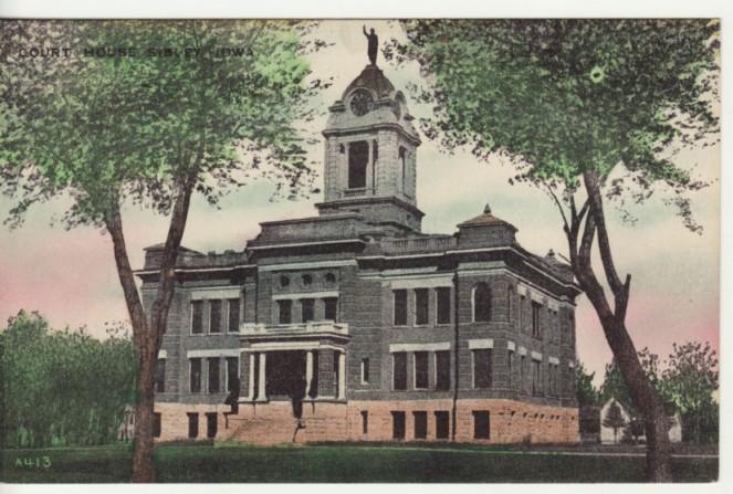 IA   SIBLEY  COURTHOUSE 1920 postcard