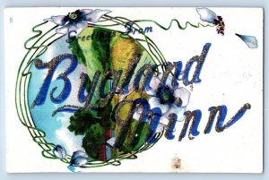 Bygland Minnesota MN Postcard Greetings Glitter Embossed c1910 Vintage Antique