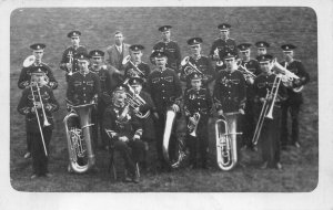 RPPC ENGLAND UK MILITARY BRASS BAND MUSIC REAL PHOTO POSTCARD (c. 1920s)