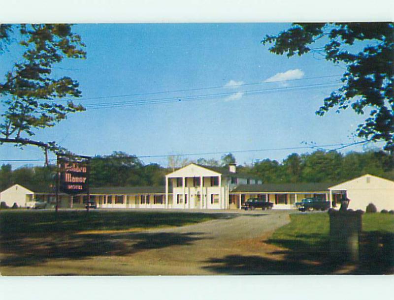 Unused 1950's OLD CARS & GOLDEN MANOR MOTEL Hyde Park New York NY u4065