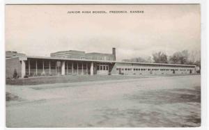 Junior High School Fredonia Kansas 1950s postcard