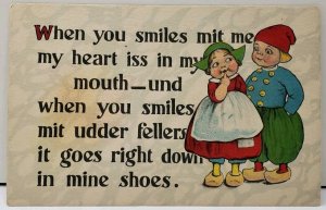 Dutch Children When you Smile Vintage Postcard D19