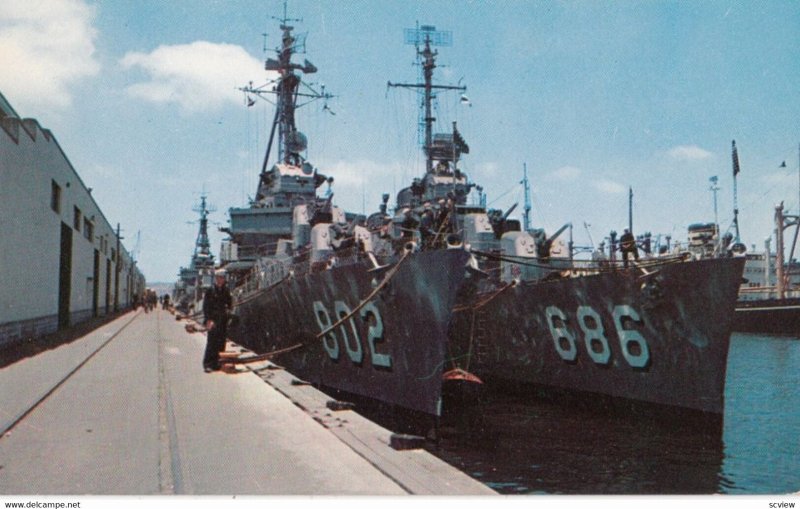 SAN DIEGO , California , 1950-60s ; Two Destroyers at dock