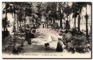 Tours - the Beranger Boulevard - Le Marche aux Fleurs - Old Postcard