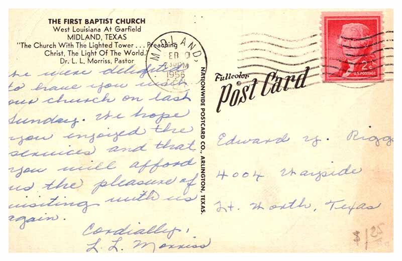 Postcard CHURCH SCENE Midland Texas TX AP2547