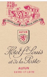 France Autun Hotel St Louis et De La Poste Vintage Luggage Label sk2947