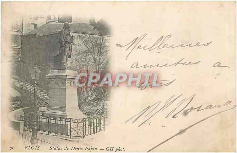 Old Postcard Blois Statue of Denis Papin