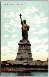 1908 NY-New York, Majestic Statue of Liberty,  Bustling Harbor, Vintage Postcard