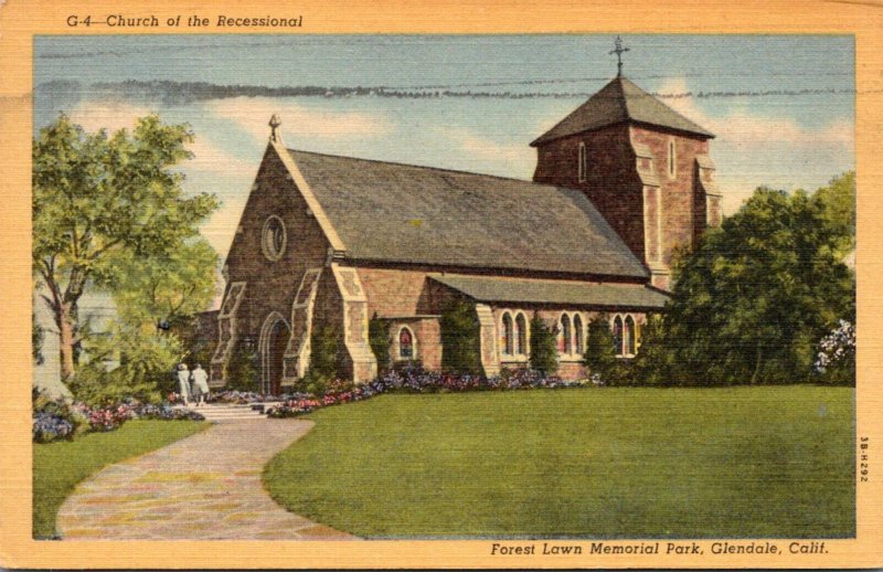 California Glendale Forest Lawn Memorial Park Church Of The Recessional Curteich